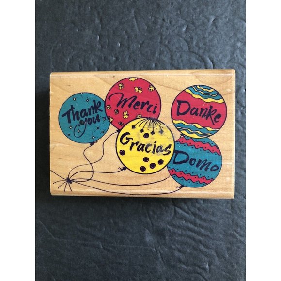 Inkadinkado Rubber Stamp Thank You Languages Merci Gracias Danke Domo - Picture 1 of 11